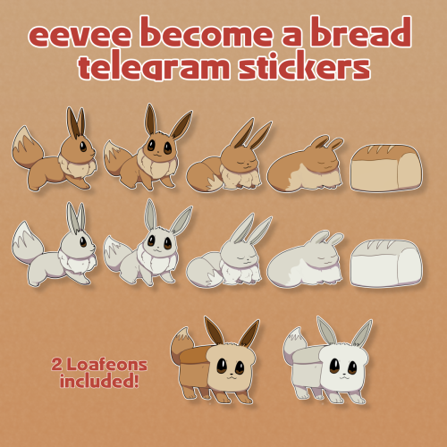 I made eevee become a bread loaf and loafeon telegram sticker t.me/addstickers/loafeon