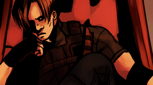 cherry-ichor-moved: screenshot redraw of leon sitting on saddler’s throne… phew