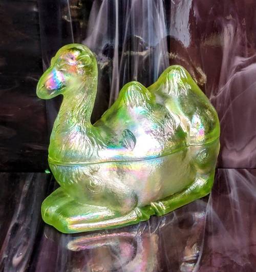  Camel Uranium Glass //  GlowNShowAntiques 