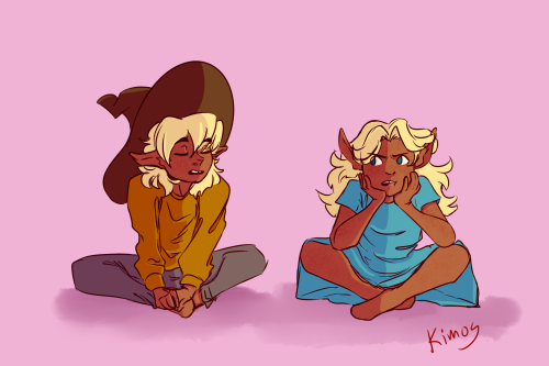 kimostv:when in doubt draw baby twins[ID: digital drawing of taako and lup, two elven kids. They bot