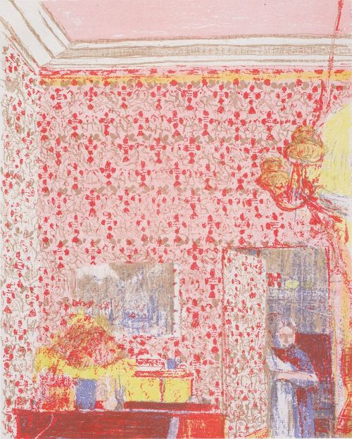 Interior with Pink wallpaper   -   Edouard Vuillard  1899French 1868-1940Lithograph,  39 × 30.5 cm (