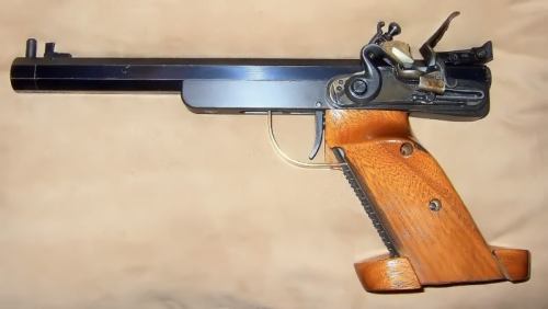 Modern Yazel flintlock target pistol.
