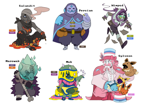 dunesand:happy new years!here are all the pokemon gijinka adopts ive drawn so far up until this poin