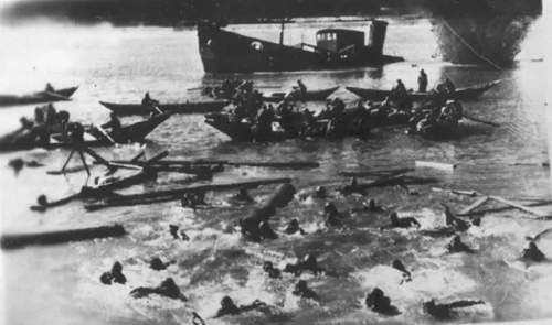 Sinking Of A Soviet Boat Crossing The Volga To Reinforce Stalingrad