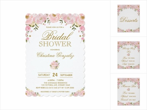 Blush And Gold Wedding Invitation Suite - Feminine Wedding Collection Featuring Gorgeous Blush Pink Watercolor