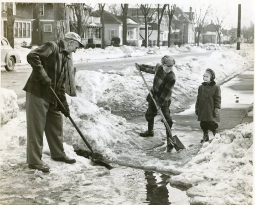 Shoveling the Walk, Wisconsin Rapids, Wood County, Wisconsin, 1948-1952.Photo by Donald Krohnvia: So