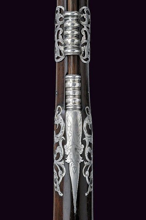 A silver mounted snaphauncer fowling musket originating from Italy, crafted by Acqua Fresca, early 1