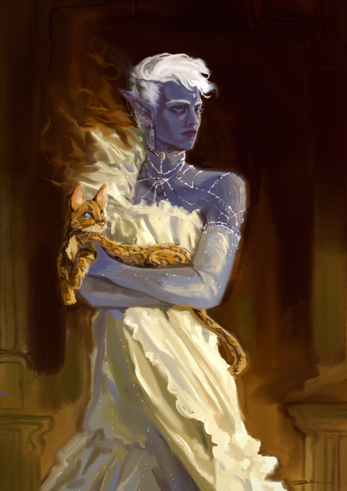 duu-kiwi: When a casual study becomes Essek in a white gown holding frumpkin.  Also I’m showin