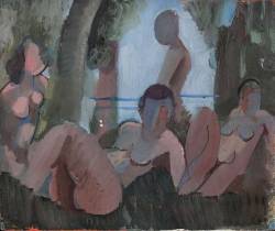 thunderstruck9:Alfred Reth (Hungarian, 1884-1966), Les baigneuses [Bathers], c.1920. Oil on panel, 37 x 44 cm.