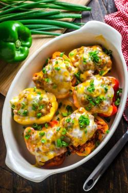 food-porn-diary:  My go-to easy weeknight meal: Sloppy Joe Stuffed Peppers. [OC] [670 x 1012]