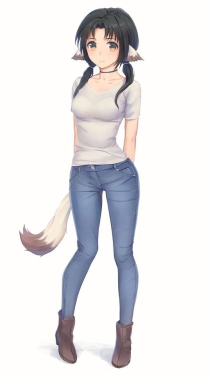 Fox girl, jeans, Eruruu, Utawarerumono, 720x1280 wallpaper @wallpapersmug : http://ift.tt/2FI4itB - 