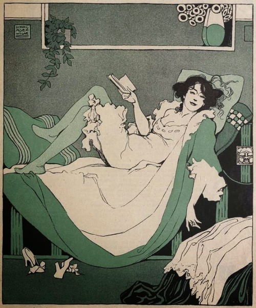 books0977:Woman reading (c.1912). Karl Alexander Wilke (1879 Leipzig - 1954 Wien). Wilke was a Germa