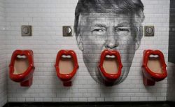 boredpanda:    Someone Added Donald Trump To The Wall Of This Restroom In Paris   