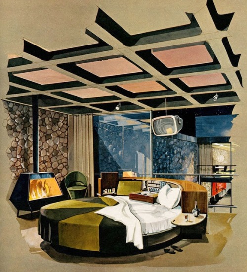 “The Playboy House: Posh Plans for Exciting Urban Living”. From PLAYBOY magazine, May 1962. Art by H