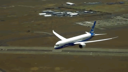 generalelectric:  The Boeing 787-9 Dreamliner, now powered by GE’s GEnx engines, shows off its acrobatics during a rehearsal for the 2014 Farnborough air show. GIFs courtesy of Boeing on YouTube. 
