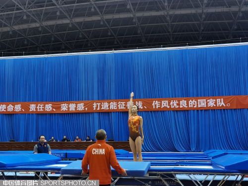 China’s National Trampoline team holds it’s first internal test of 2021 in preparation for the Tokyo