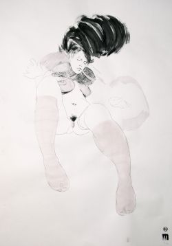 Mlmlmlml:  Nude 3723, 100X70Cm, Black Ink Monotype And Drawing On 110G Flyleaf Paper,
