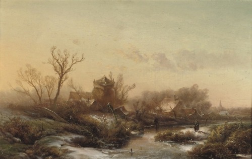 On the outskirts of a village in winter, Pieter Lodeviik Kluyver