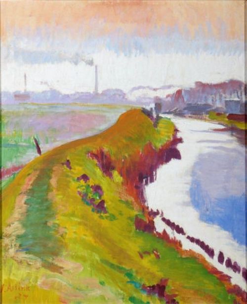 huariqueje:Dike Along the Reitdiep  -  Jan Altink, 1927Dutch 1885-1971 Oil on canvas, 68 x 56,5 cm.G