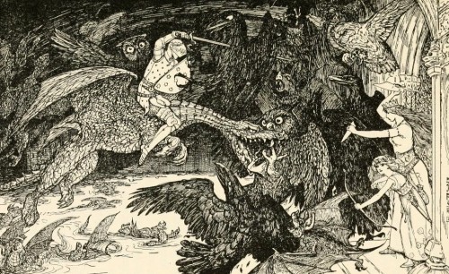 The King on His Dragon Fights His Way Through the Monsters to the Queen and Muffette, from The Frog 