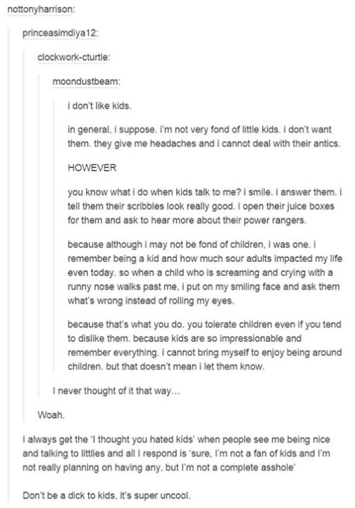 I am childfree and not a fan of kids at all, and I endorse this post