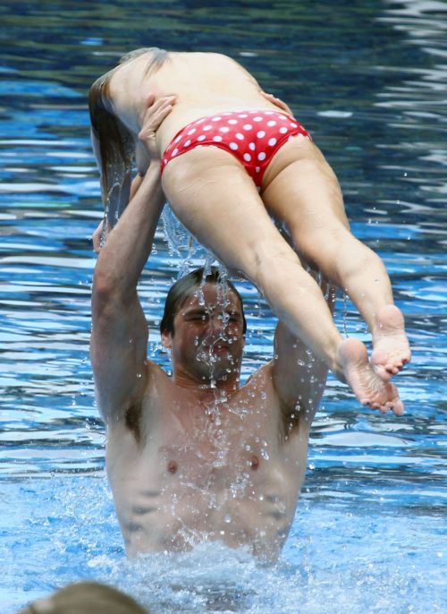 toplessbeachcelebs:  Una Healy (Singer) swimming topless at a resort in Spain (July 2010)