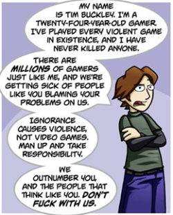 gatomaracuja: appledumplintallulamoredew: What’s funny about this is he’s saying that he and those like him are not violent because of video games, then directly threatens you E3 moods 