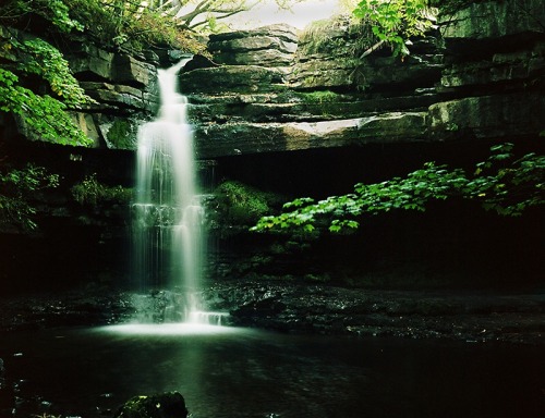 ianbartlett:This is Gibson’s Cave and Summerhill Force in Teesdale in the north of England. It’s a w