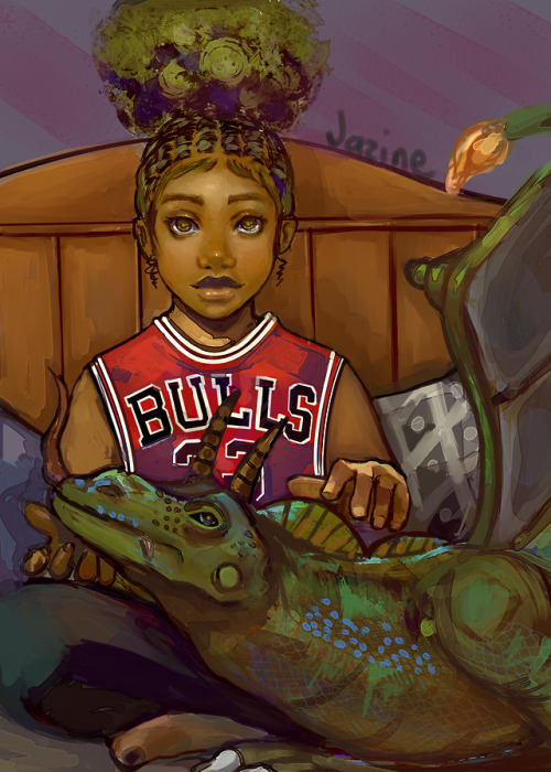 jazinedraws:Girl and her dragon