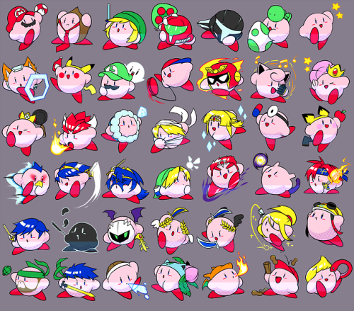 shunao:Every-Kirb is HERE!!It’s Kirby!! … as the whole Super Smash Bros. Ultimate roster!! Pick one 