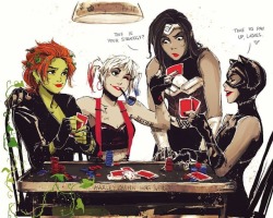 samanthadoodles:🖤 Happy Friday! ❤️ . . . #harleyquinn #poisonivy #catwoman #gothamcitysirens #wonderwoman 