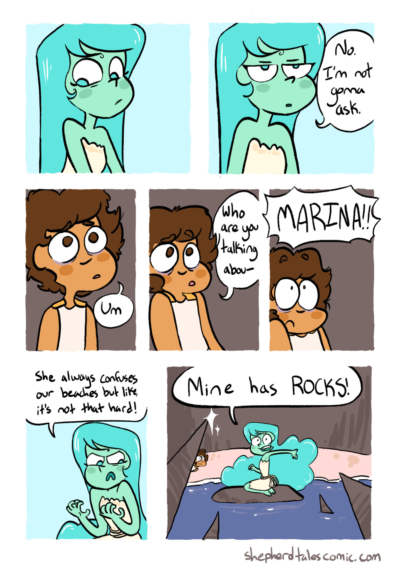 shepherdtalescomic:  that gosh darn beach-confusing Marina, she spoils everything