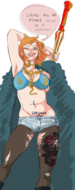 heavenscloud: redrew nami to actually have a ribcage and also shes a lesbian