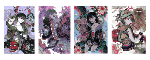 “Youkai Girls“ - for Giant Robot Gallery’s “NANA” show. Original was black & white with red copi