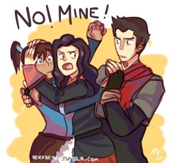 thelesbiansideofkorra:  ¡Oye tranquila Asami!, todos sabemos que eso ya quedó atrás. Me gusta pensar que Asami sería celosa y posesiva con Korra &lt;3 Por fin una imagen con fuente, por favor revisen el contenido del artista.