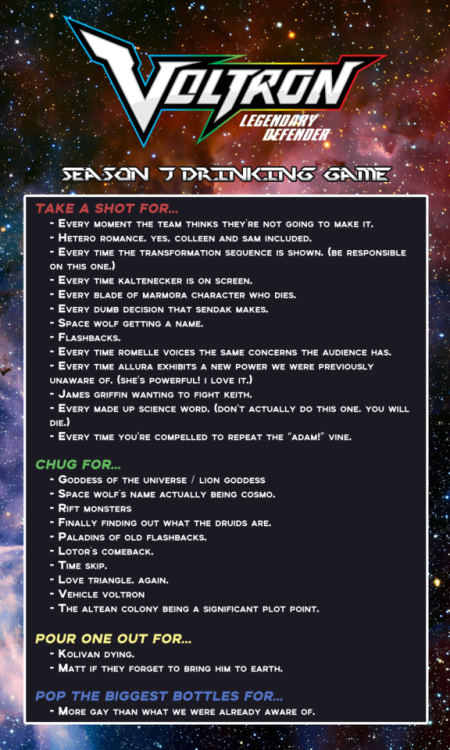 voltron season 7 drinking game for the irresponsibles out there