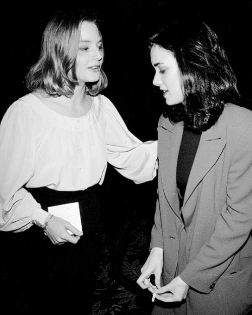 vintagesalt:Jodie Foster and Winona Ryder at the Little Man Tate premiere, 1991.