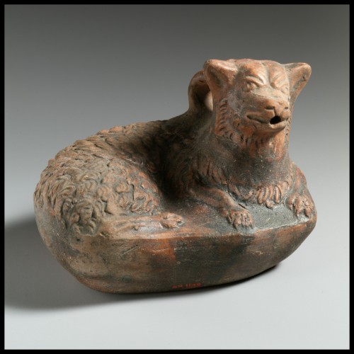 ancientpeoples:Terracotta Askos in the Form of a DogGreek2nd–1st century B.C. Its classification as 