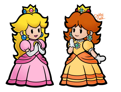 destinytomoon: princess peach and princess daisy paper mario edits!