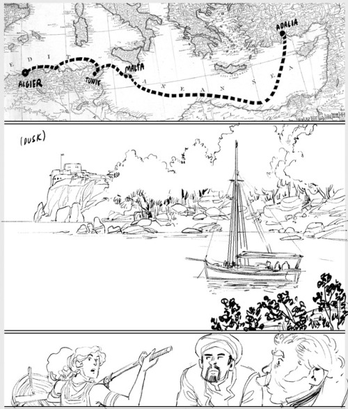 From DELILAH DIRK AND THE PILLARS OF HERCULES: a peaceful night in a secluded cove. Certainly it wil