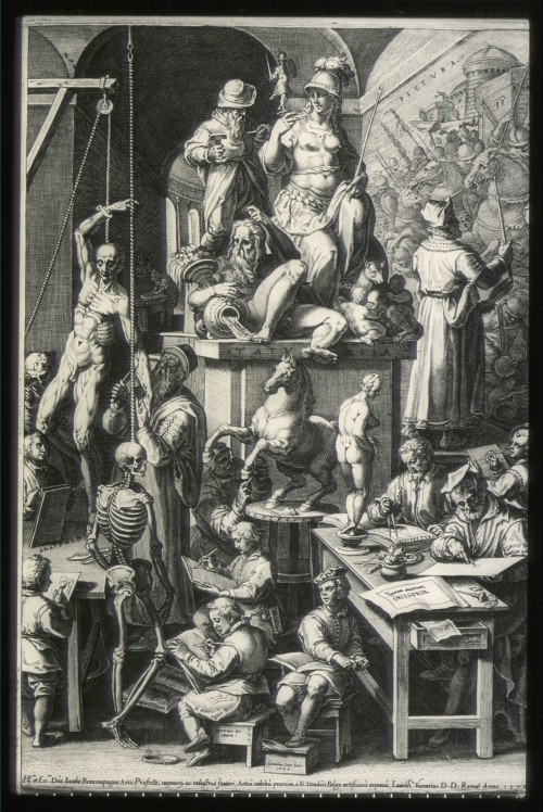 harvardfineartslib: Skeletons have always been popular in art schools. Meet Mr. Skeleton from a 1578