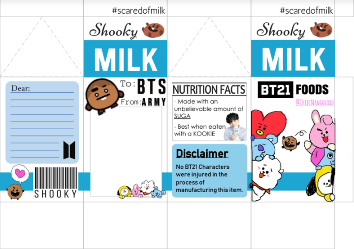 ChibiMangoxoxo — Template for BT21 Shooky Milk Carton Gift Box