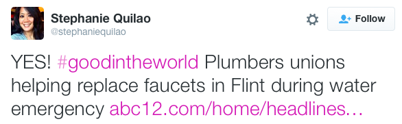 leoinengland:  ocelotrevs:  micdotcom:  Hundreds of plumbers travel to Flint to help