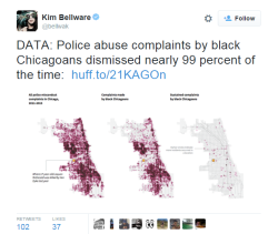 blackourstory:  chrysalisamidst:  silvertoenail:  cartnsncreal:  4mysquad:     Police Abuse Complaints By Black Chicagoans Dismissed Nearly 99 Percent Of The Time   Investigators Rarely Sustain Allegations Of Any Kind Long before Chicago police Officer