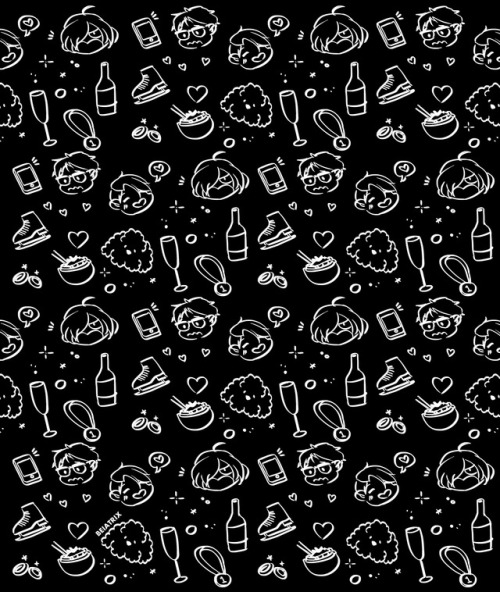 beiatrix:  made some yuri on ice doodle patterns (not seamless) in black and white, feel free to use as ur phone backgrounds and stuff ☺️instagram | twitter | youtube