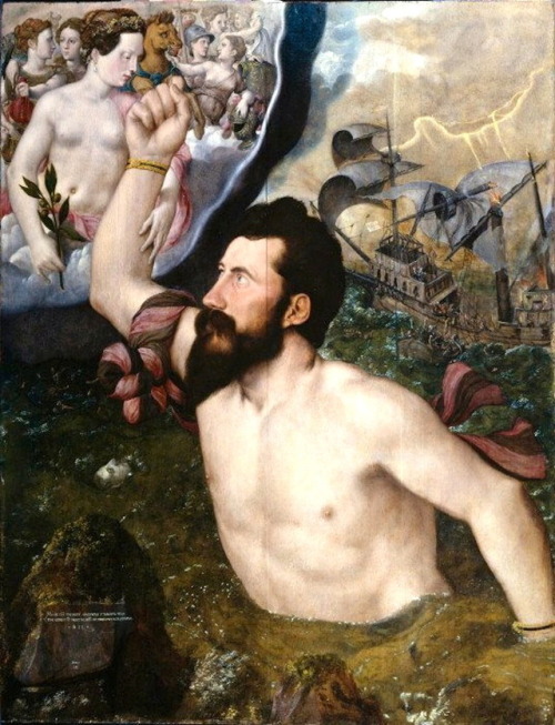 Hans Eworth - An Allegorical Portrait of Sir John Luttrell (1550).