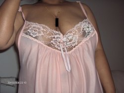 myspecialbride:  Mmmm - I love the way that pretty cock fills up your cock cage when I wear this nightie. Do you like looking at my big fucking tits, dear. Would you like to suckle my milk bags, honey?