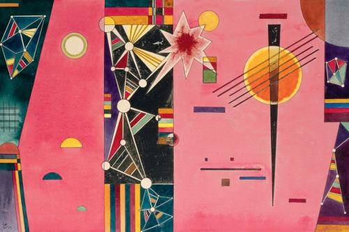 colin-vian:     Vasilij Kandinskij - Rosa Rot, 1927. Watercolor and gouache on paper laid down by the artist 