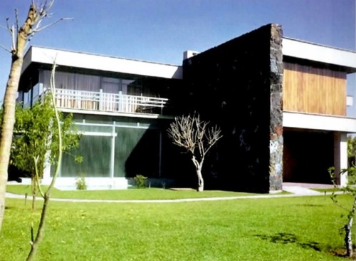 unavidamoderna:Detalle de la fachada lateral, Casa Eric Koenig, Parque Vía Reforma 1990, Loma