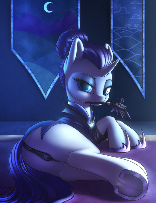darkdale:  Night Maid Rarity Rarity from the Nightmare Takeover Timeline(season 5 finale).  No cutiemark by intent. Because i find it quite stupid that M6 have their marks in the different timelines. Exactly the same as in the main timeline.  Support